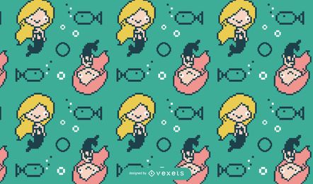 Desenho de padrão sereia pixelado