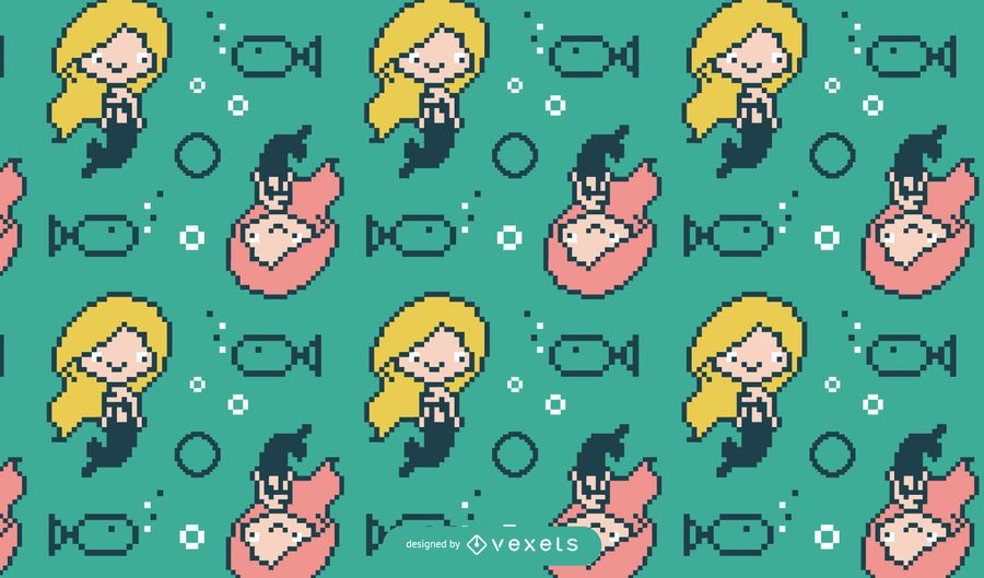 Pixelated mermaid pattern design Pixelated mermaid pattern design