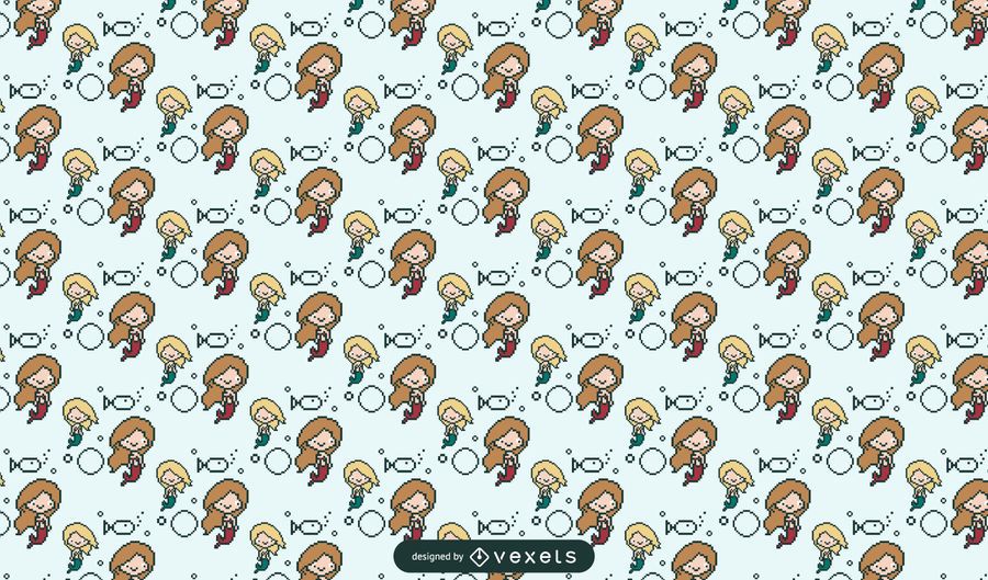 Pixelated mermaid pattern design Pixelated mermaid pattern design
