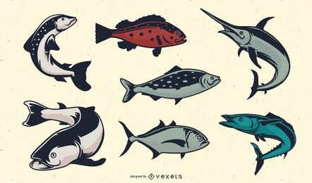 Vintage Fishes Set Vector Download