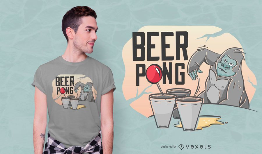 Beer pong gorilla t-shirt design Beer pong gorilla t-shirt design