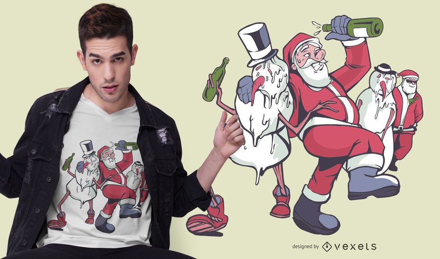 Design de t-shirt de Natal bêbado Design de t-shirt de Natal bêbado