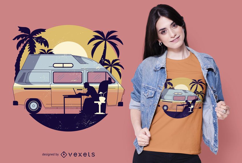 Diseño de camiseta camper van sunset Diseño de camiseta camper van sunset