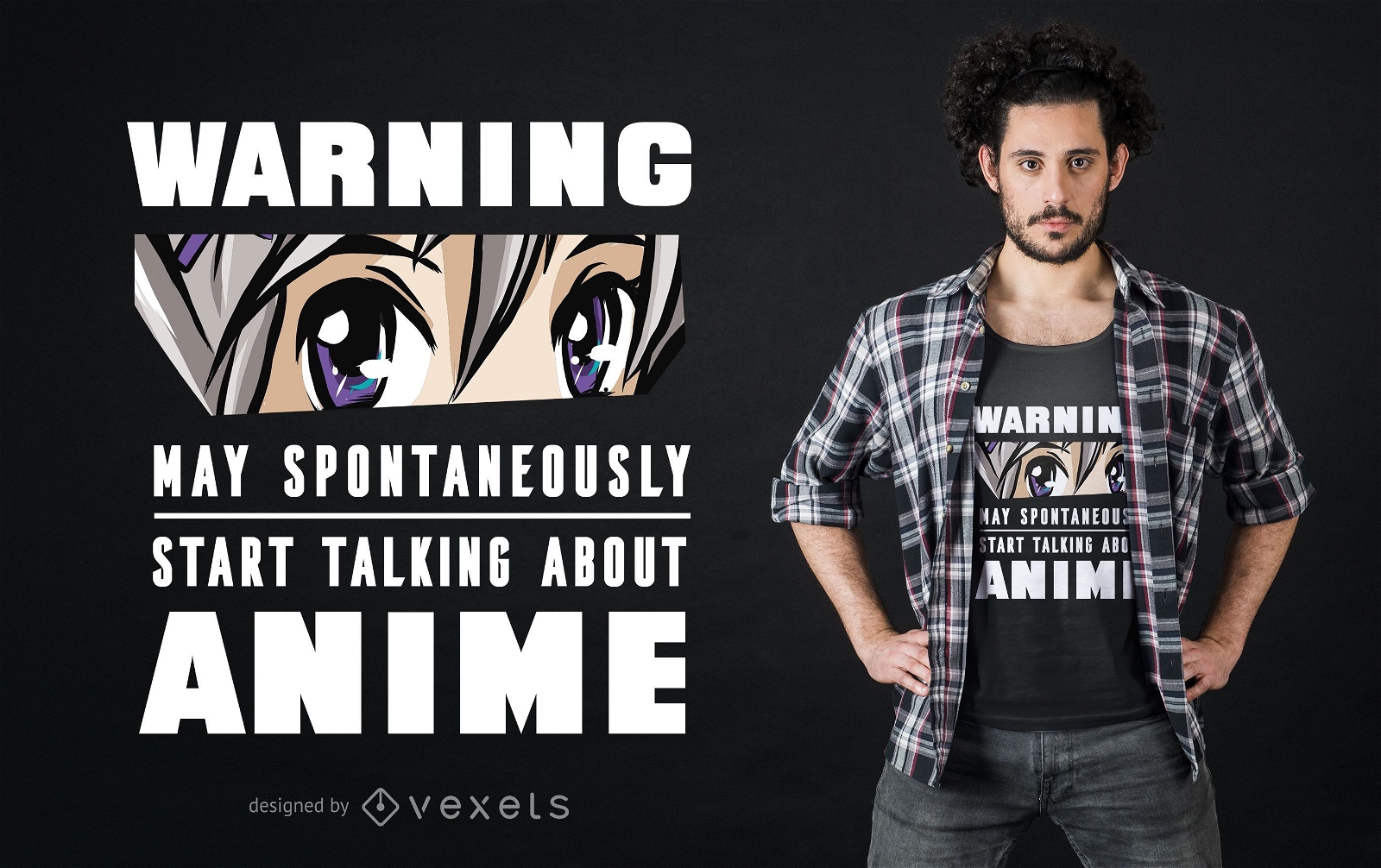 Design de t-shirt de aviso de anime