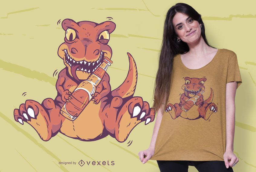 T-rex Drinking Beer T-shirt Design T-rex Drinking Beer T-shirt Design