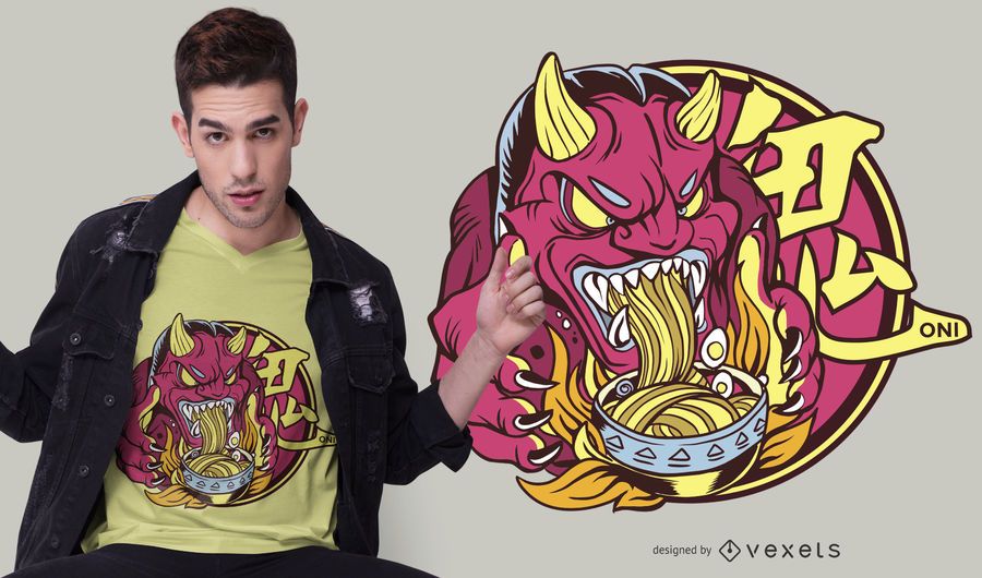 Diseño de camiseta Ramen Oni Demon Diseño de camiseta Ramen Oni Demon
