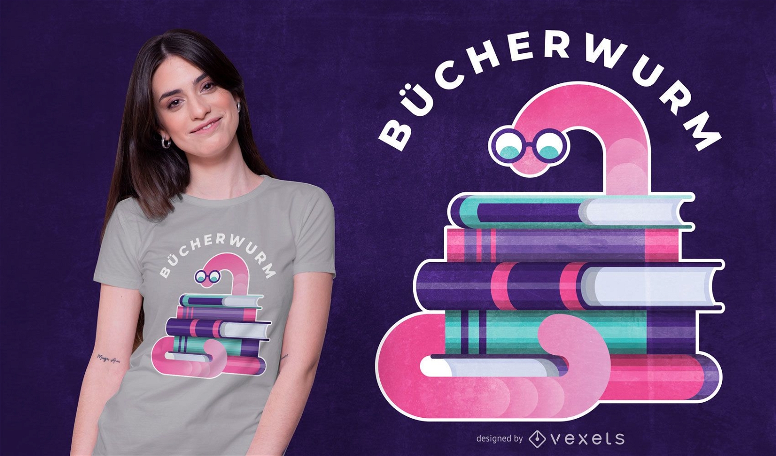 REQUEST-Bücherwurm-Deutsch-Zitat-T-Shirt-Design