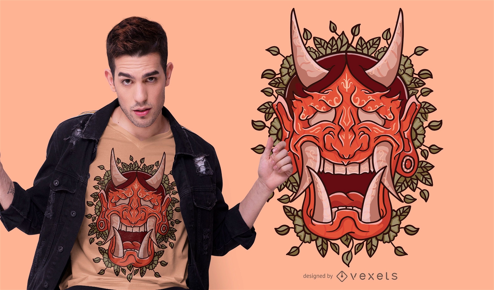 Design de t-shirt de máscara de demônio