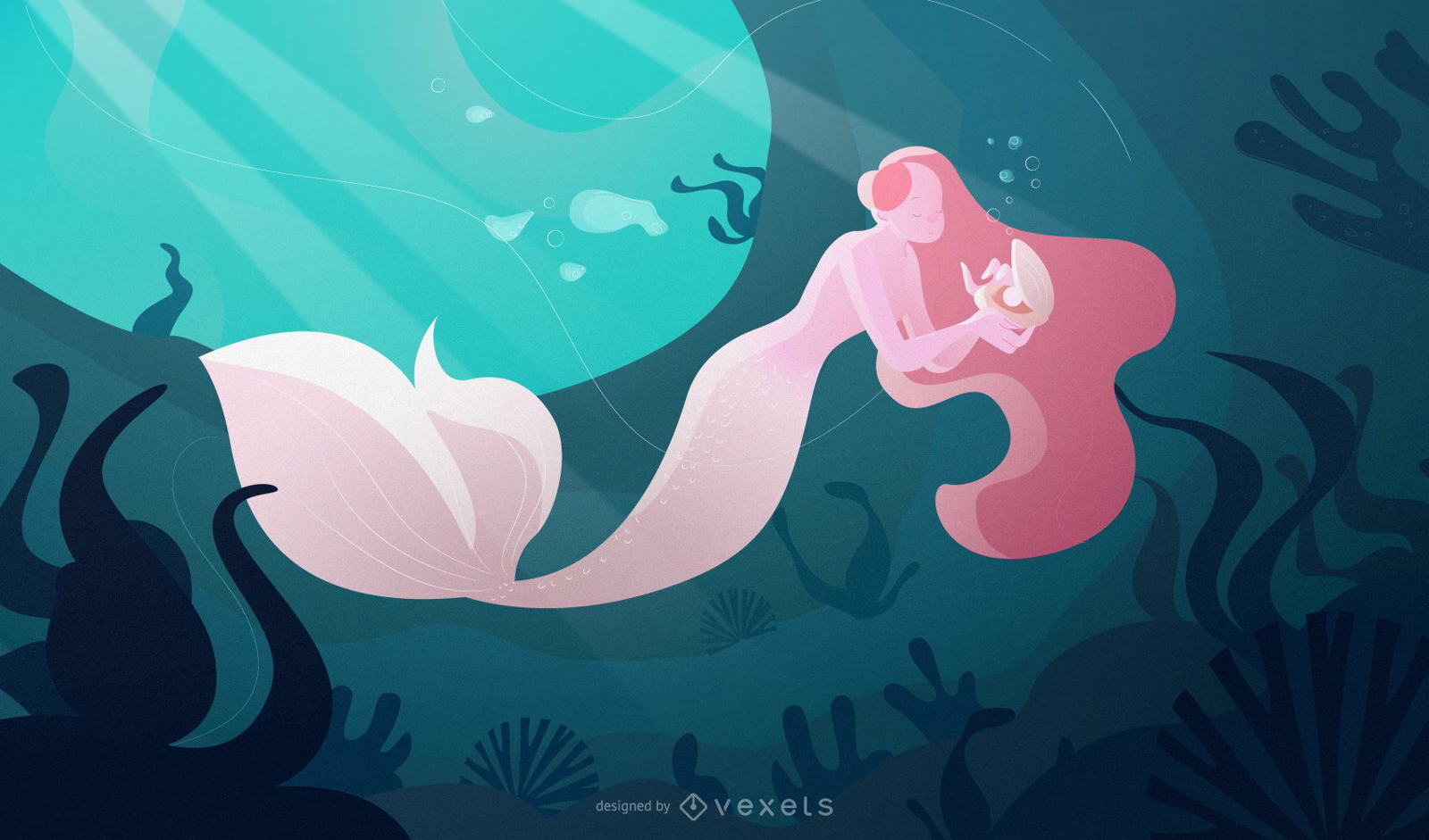 Mermaid ocean illustration