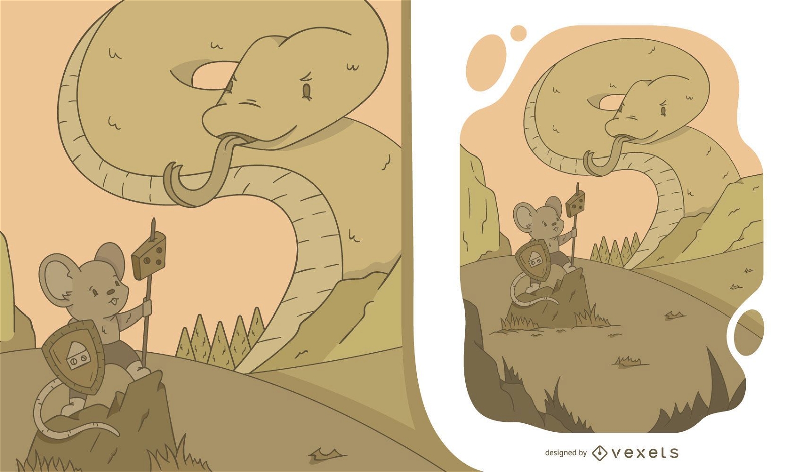 Mouse vs snake illustration