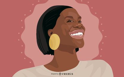 Schwarze Frau Portrait Illustration Schwarze Frau Portrait Illustration