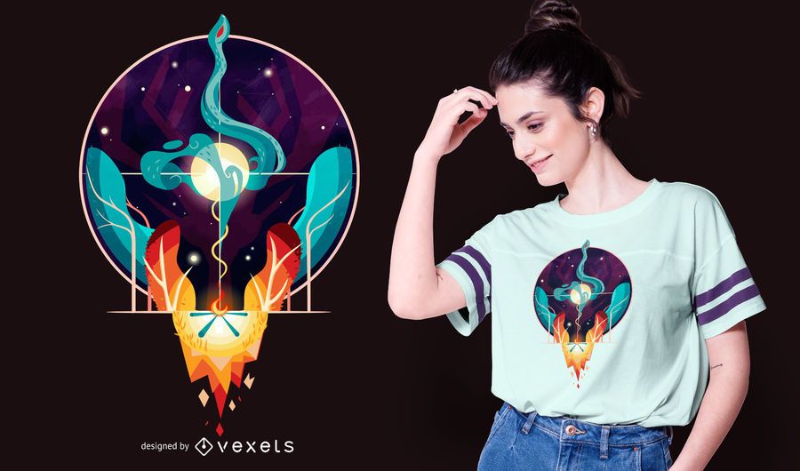 Fire and Water Concept T-shirt Design Fire and Water Concept T-shirt Design