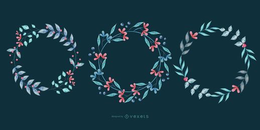 Watercolor wreaths set Watercolor wreaths set
