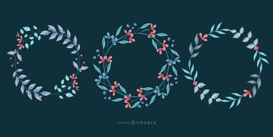 Watercolor wreaths set Watercolor wreaths set