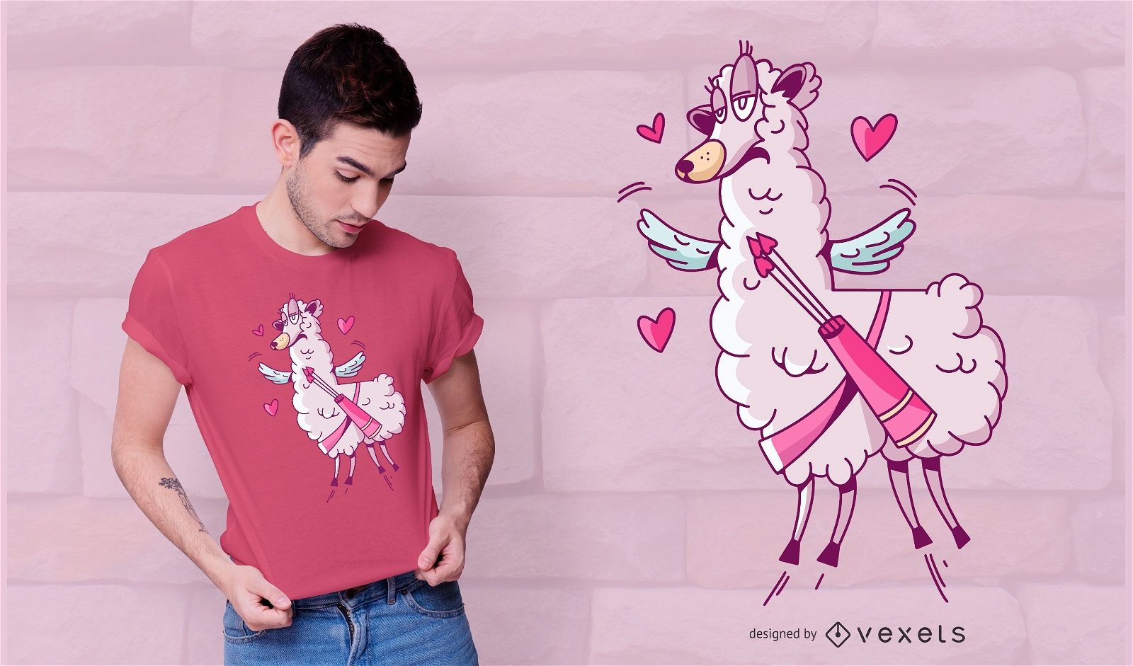 Valentine Lama T-Shirt Design