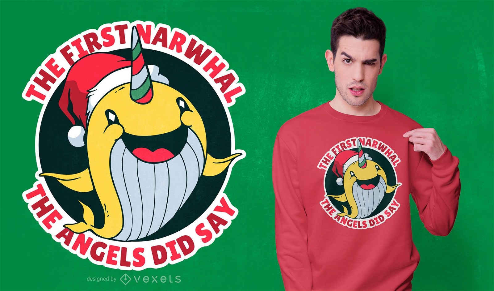 Narwhal Christmas t-shirt design