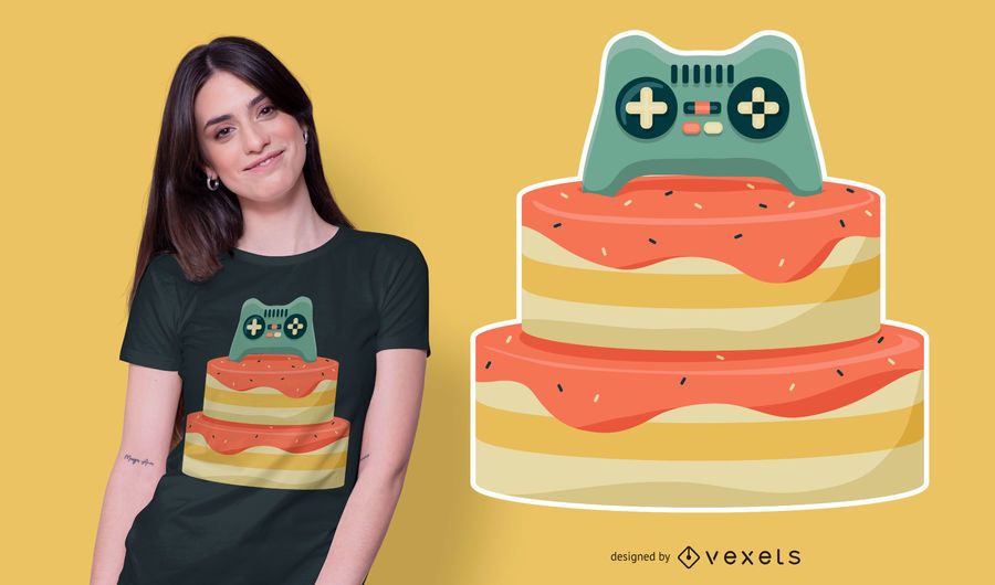 Controller Birthday Cake T-shirt Design Controller Birthday Cake T-shirt Design