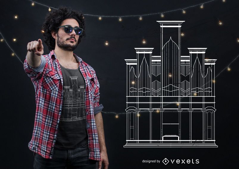 Diseño de camiseta de órgano de iglesia Diseño de camiseta de órgano de iglesia