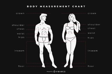 Gráfico de tabla de medidas corporales