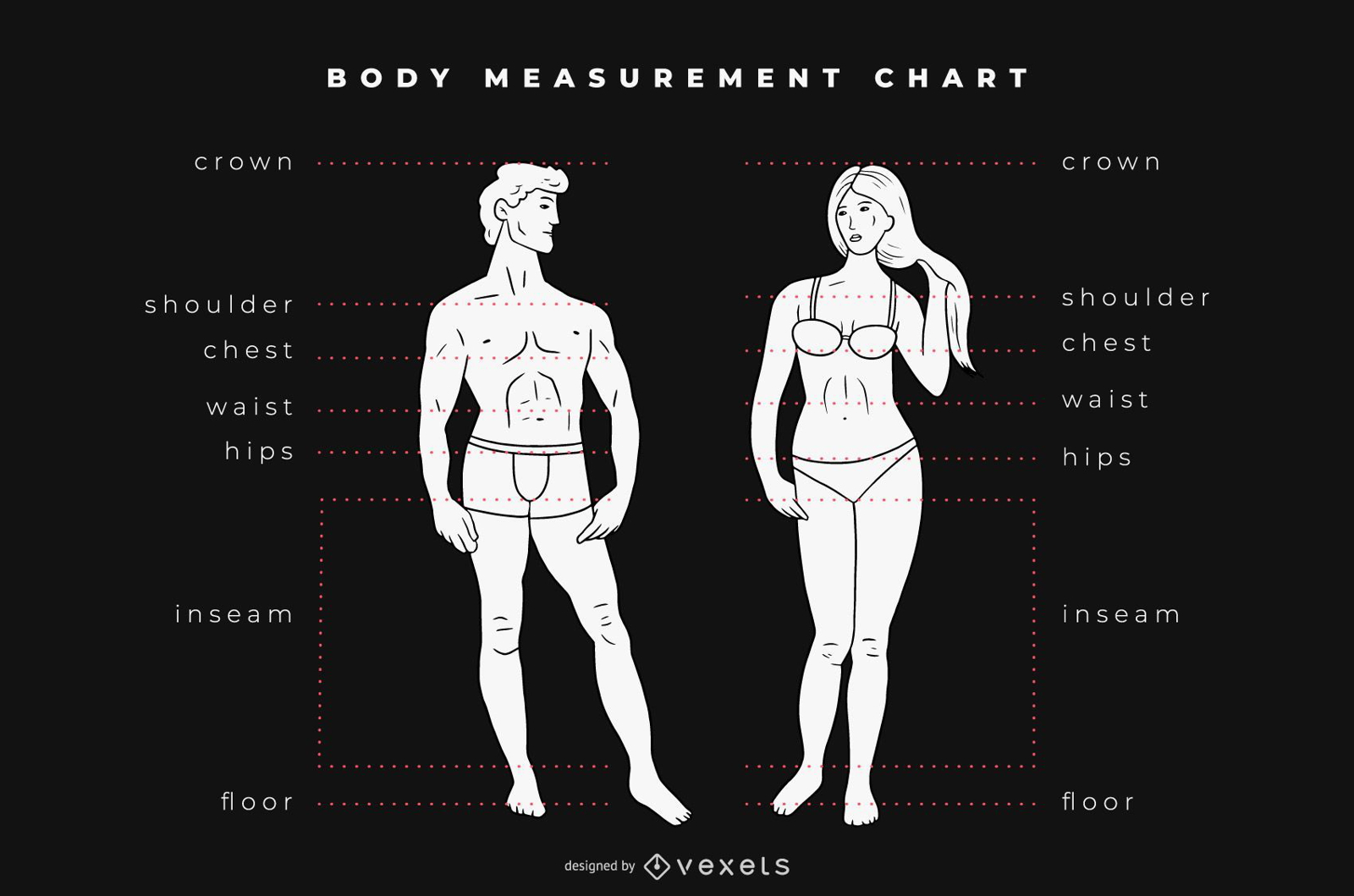 Female Body Measurement Chart. Figure of the Girl, Model in