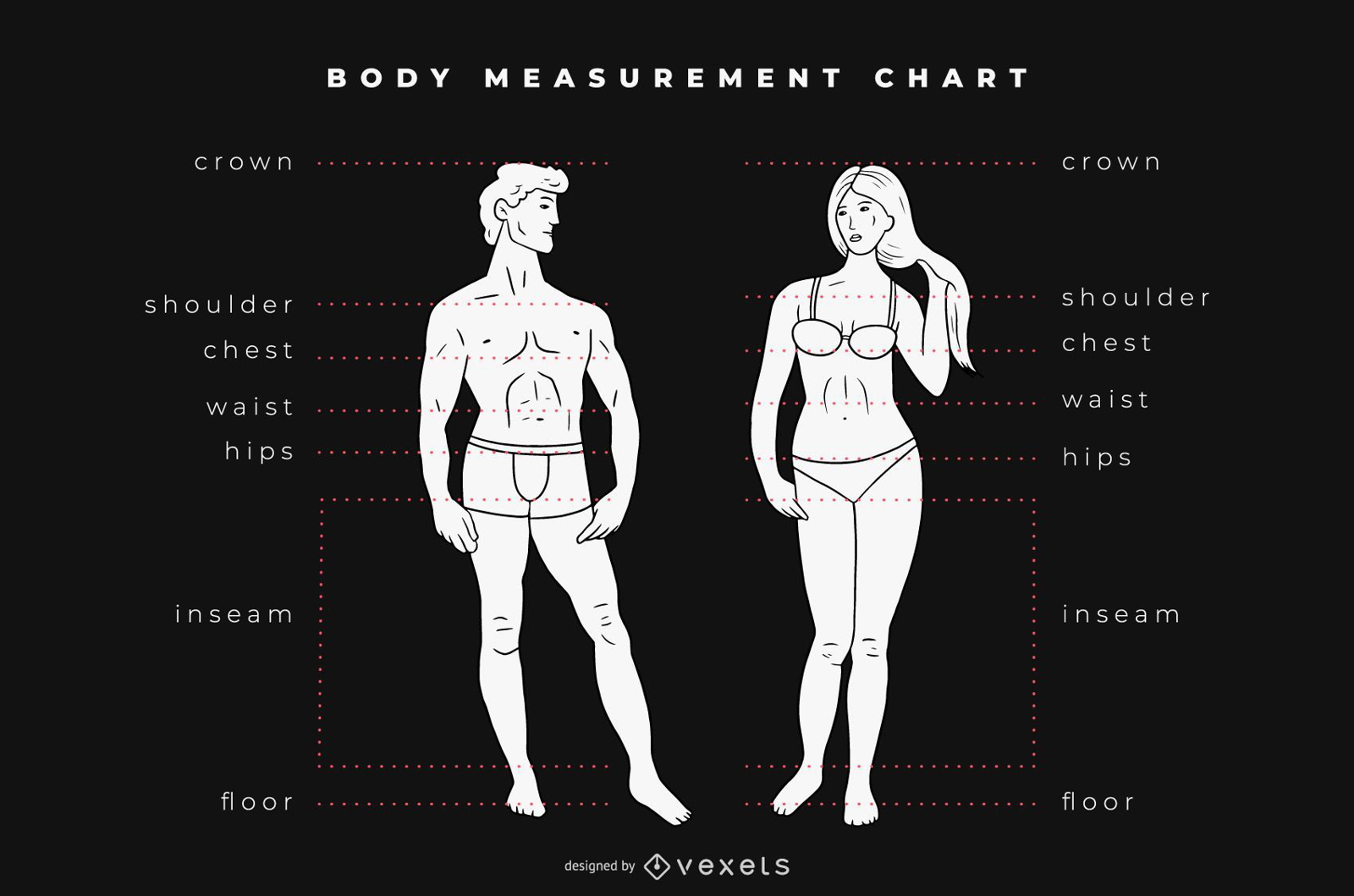 Woman Body Measurement Chart. Scheme For Measurement Human Body