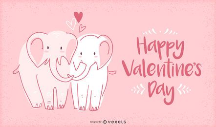 Valentinstag Elefanten Illustration