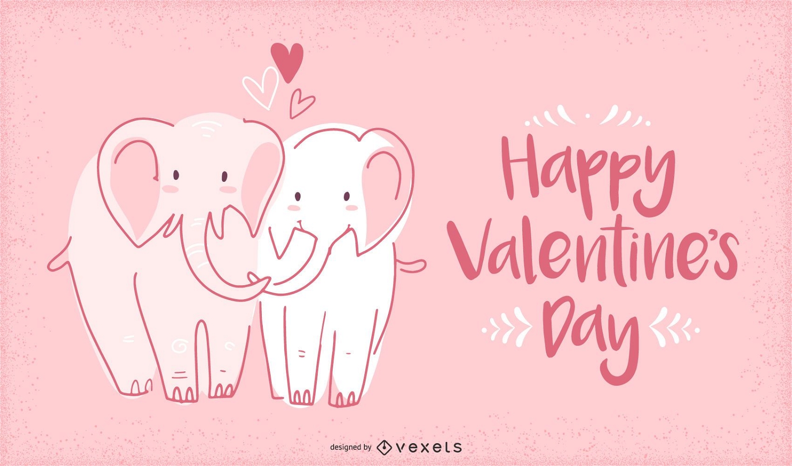 Ilustración de elefantes de san valentín