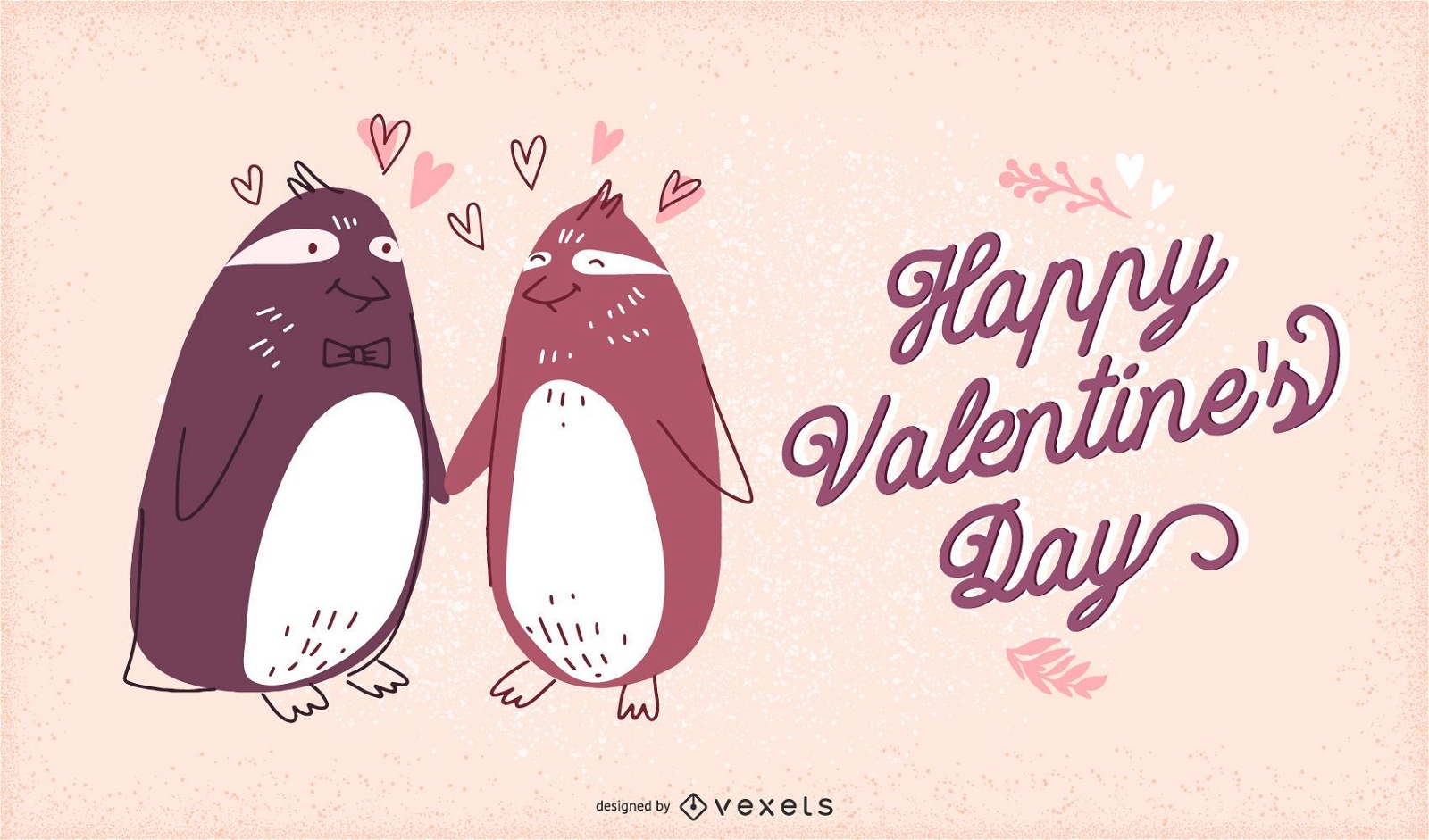 Valentine penguins illustration