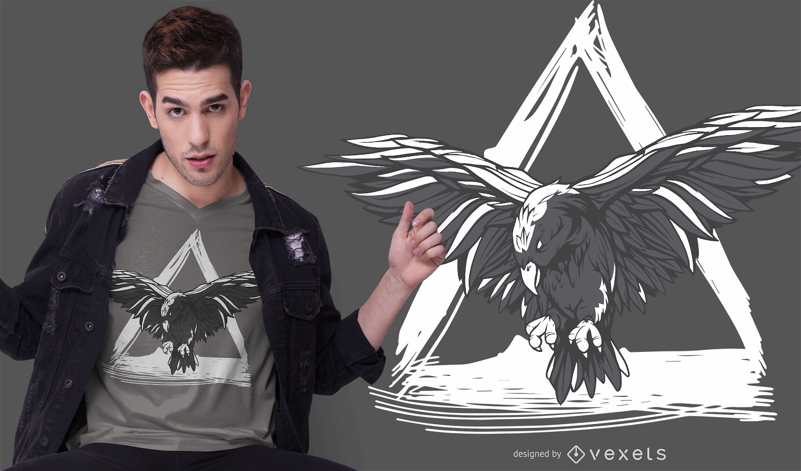 Design de camiseta voadora de corvo