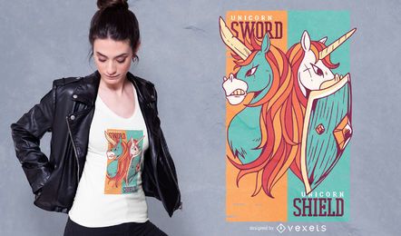 Unicorns sword and shield t-shirt design Unicorns sword and shield t-shirt design