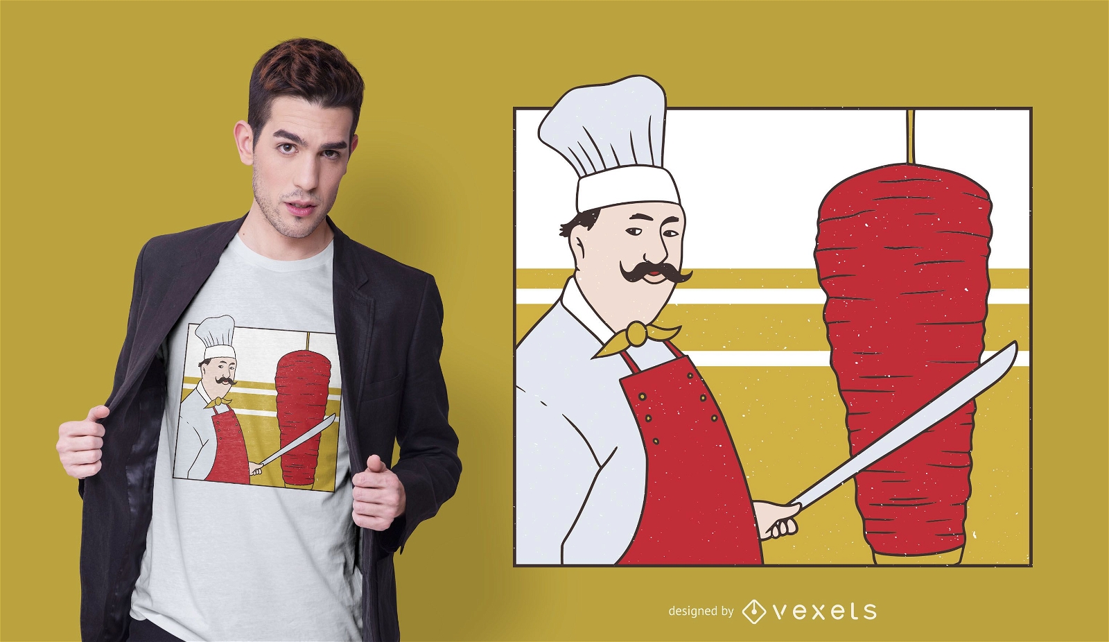 Design de camisetas do chef Kebab