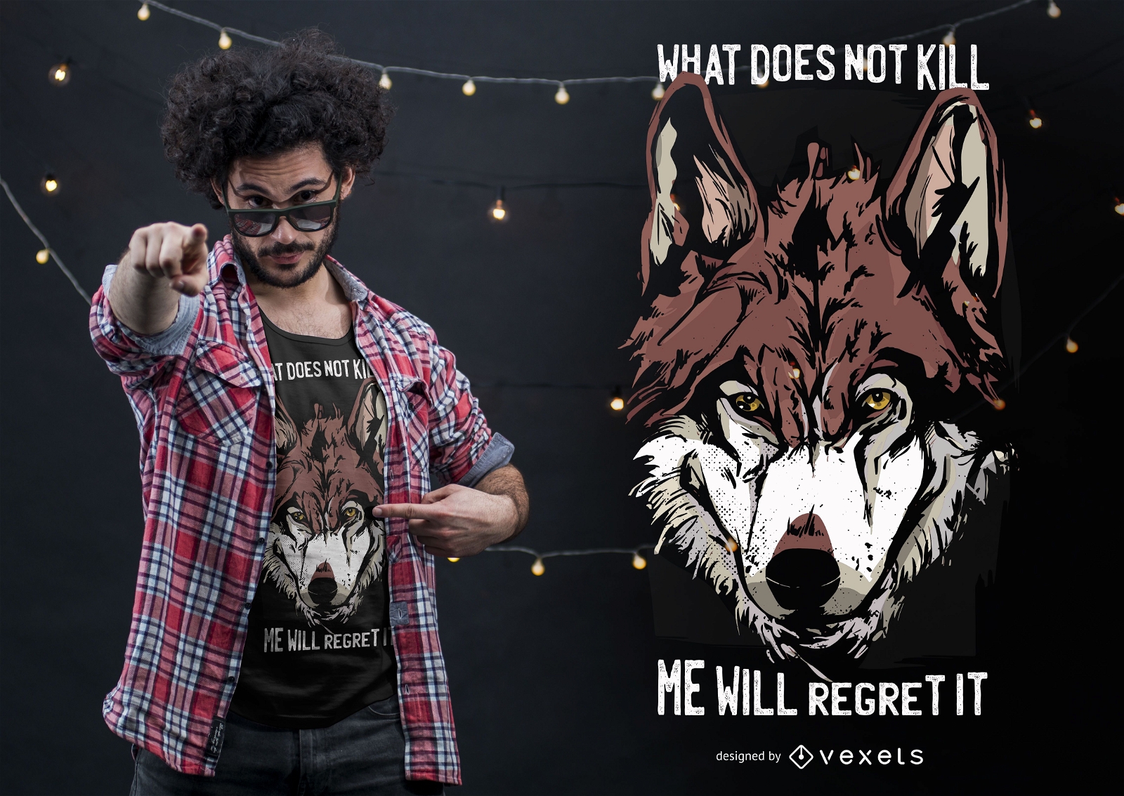 Diseño de camiseta con cita de lobo