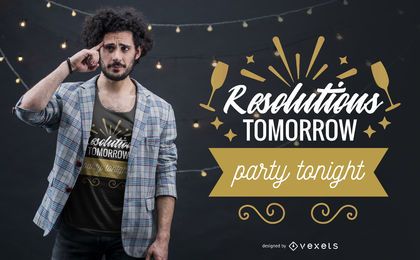 Design de camiseta com resoluções de ano novo