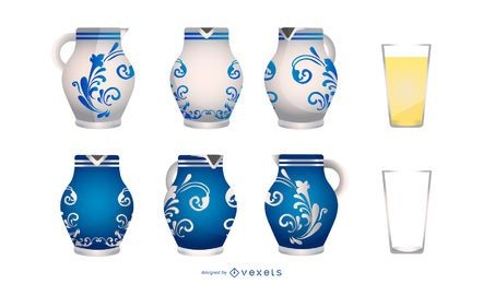 Conjunto de design de vaso de cerâmica alemã
