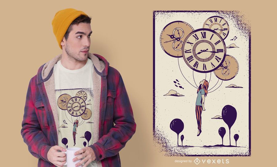 Abstract Clock Girl T-shirt Design Abstract Clock Girl T-shirt Design