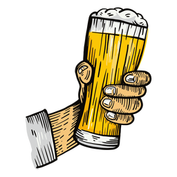 Ilustração de mão em copo de cerveja