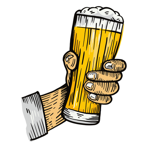 Beer glass hand illustration PNG Design