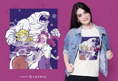 Diseño de camiseta de monstruo de nieve Diseño de camiseta de monstruo de nieve