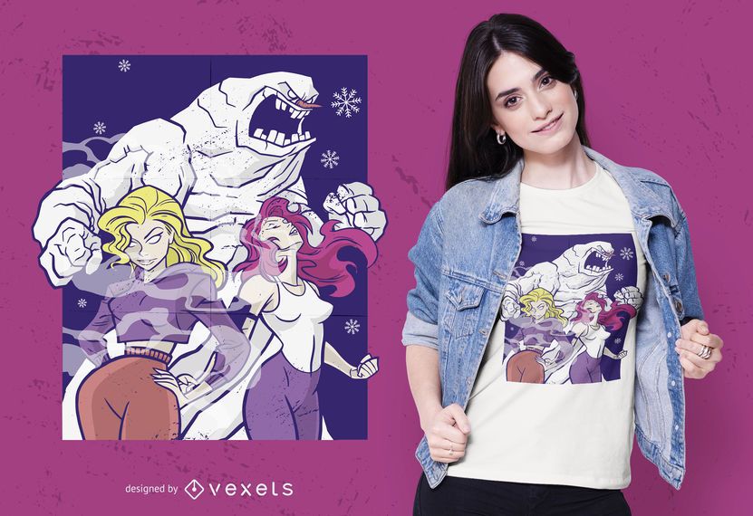 Diseño de camiseta de monstruo de nieve Diseño de camiseta de monstruo de nieve