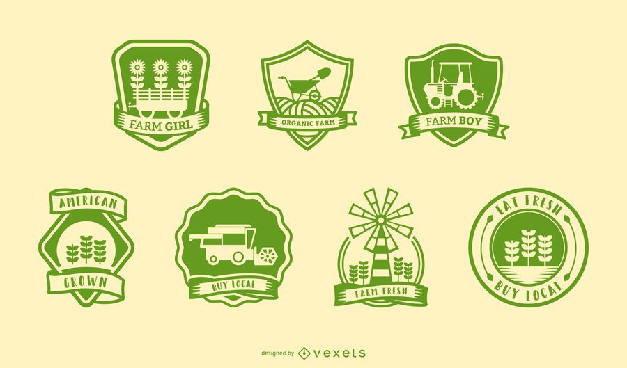 Vintage farm badges set Vintage farm badges set