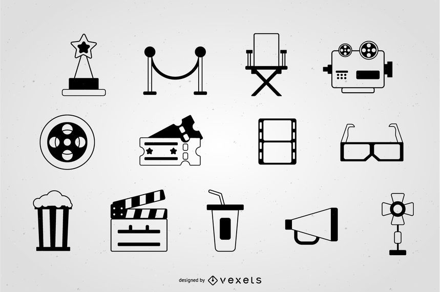 Colección de trazos de icono de cine Colección de trazos de icono de cine