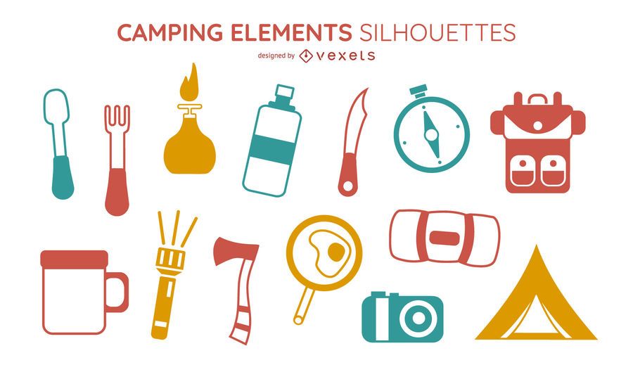 Colección de elementos de camping Colección de elementos de camping