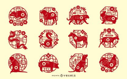 Chinese Zodiac Papercut Design Set