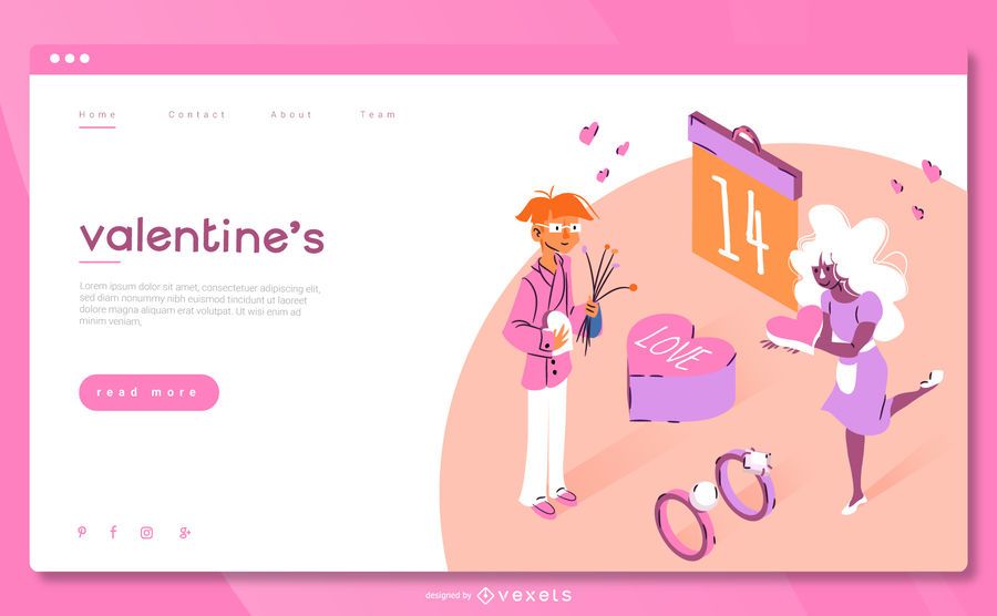 Valentine's Day Isometric Web Template Valentine's Day Isometric Web Template