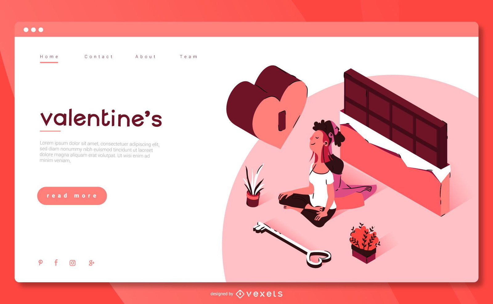 Valentine's Landing Page Isometric Design