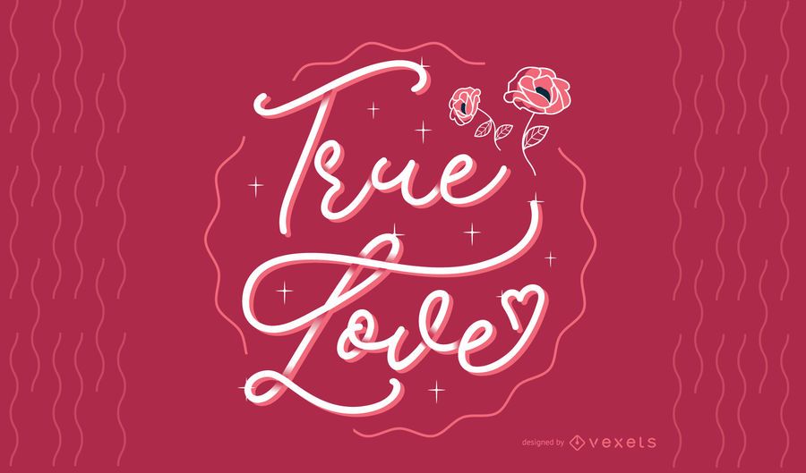 Design de letras de amor verdadeiro Design de letras de amor verdadeiro