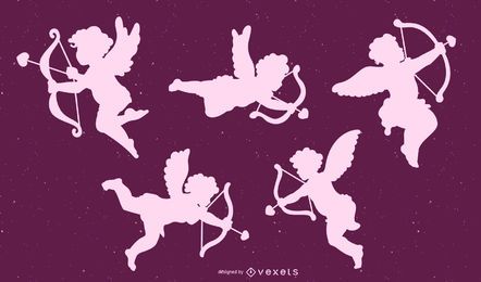 Cupid Silhouette Design Set Cupid Silhouette Design Set