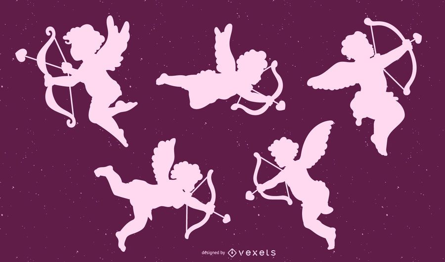 Cupid Silhouette Design Set Cupid Silhouette Design Set