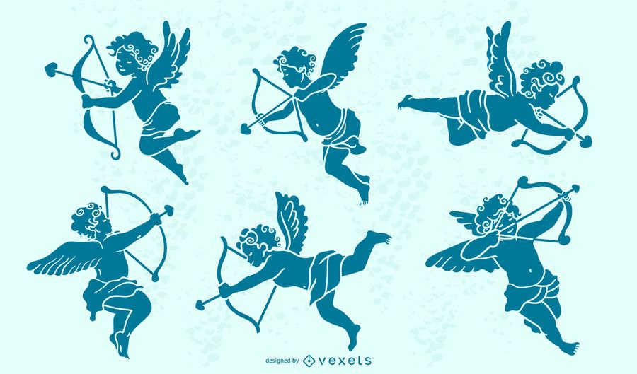 Cupid Character Silhouette Set Cupid Character Silhouette Set