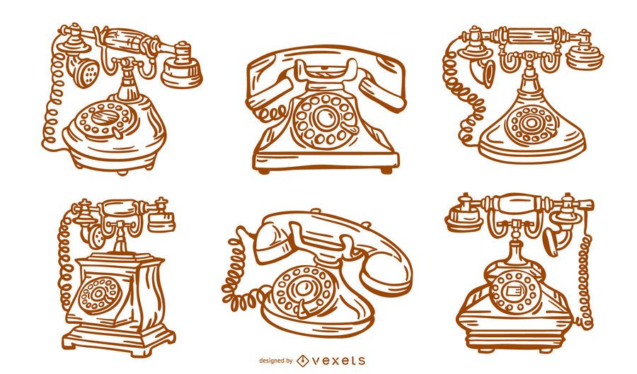 Paquete de diseño de trazo de teléfono antiguo Paquete de diseño de trazo de teléfono antiguo